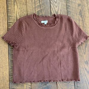 LA Hearts Short Sleeve Sweater, Brown